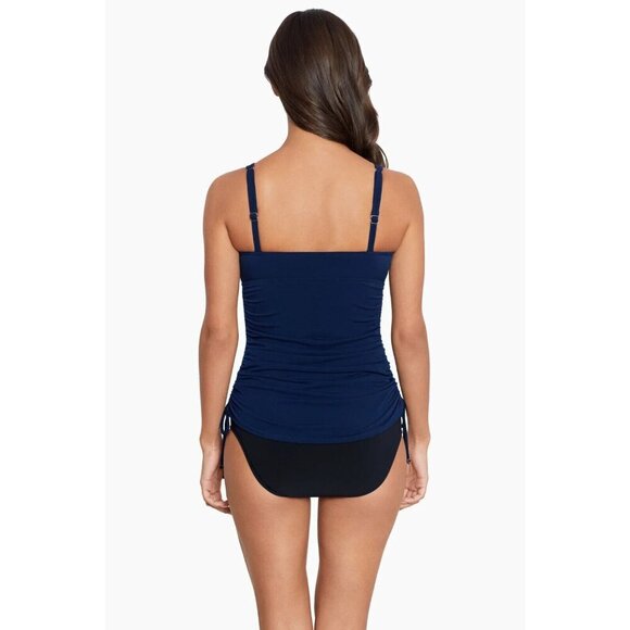 Magicsuit Navy Blue Ruched Tankini Swim Top Slimming Size 10 Pool Vacation Beach - Picture 3 of 12